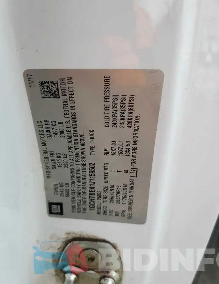 1GCHTBEA1J1159502 Photo# 12
