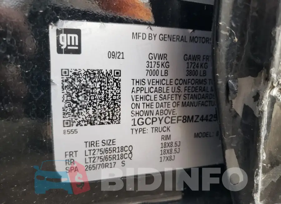 1GCPYCEF8MZ442564 Photo# 12