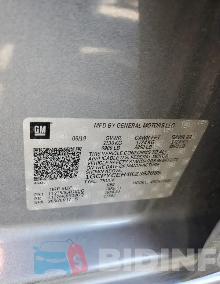 1GCPYCEH4KZ382085 Photo# 12