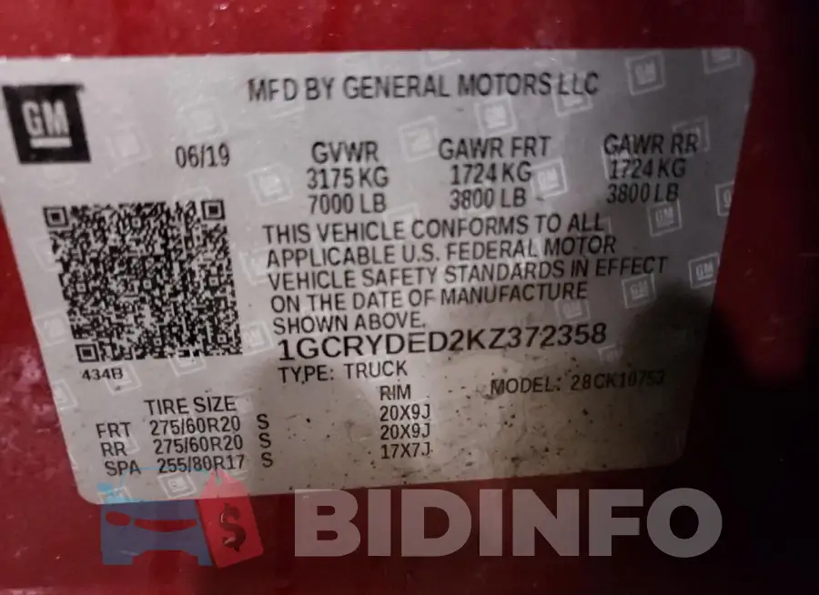 1GCRYDED2KZ372358 Photo# 12