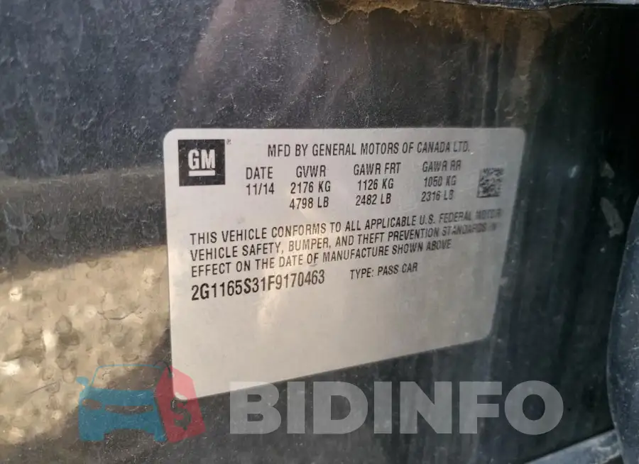 2G1165S31F9170463 Photo# 10