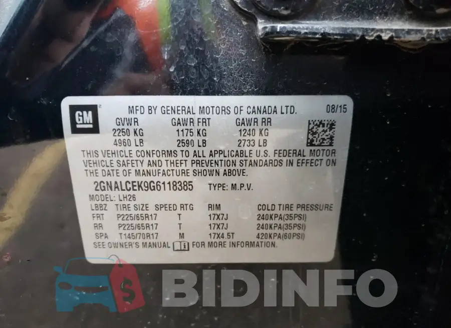2GNALCEK9G6118385 Photo# 13