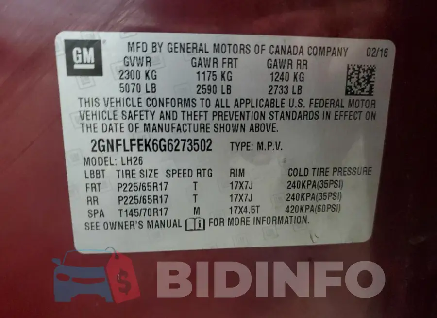 2GNFLFEK6G6273502 Photo# 13