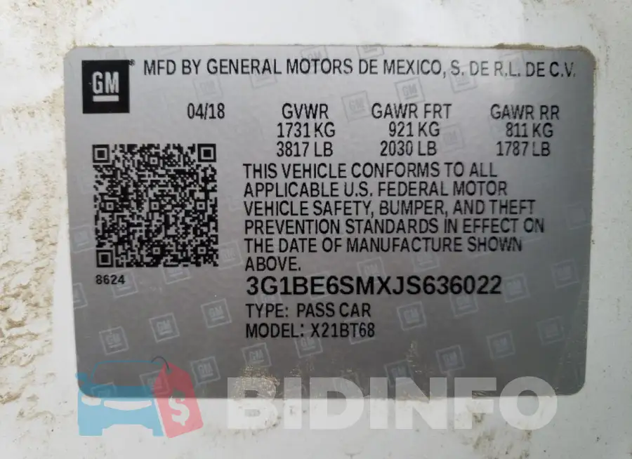3G1BE6SMXJS636022 Photo# 12
