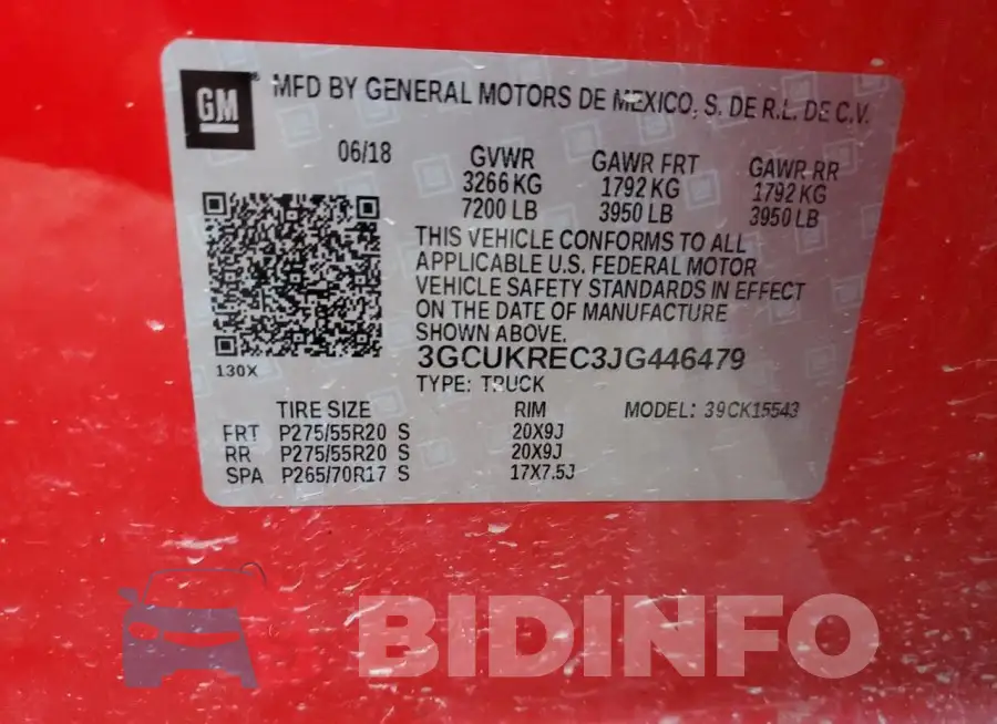 3GCUKREC3JG446479 Photo# 12