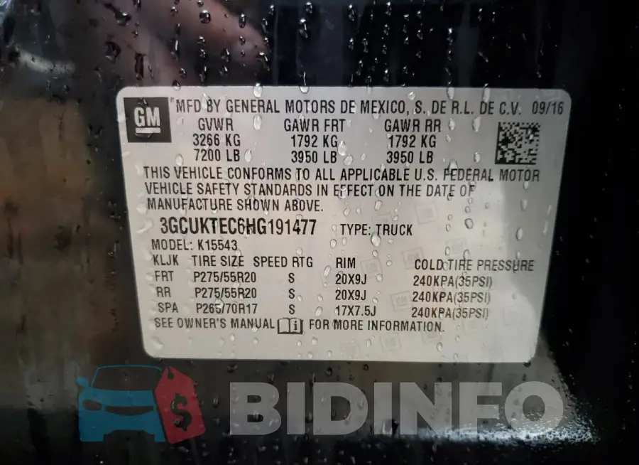 3GCUKTEC6HG191477 Photo# 13
