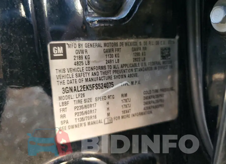 3GNAL2EK5FS524075 Photo# 12