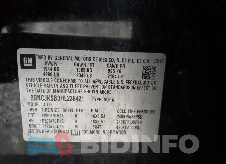 3GNCJKSB3HL238421 Photo# 12