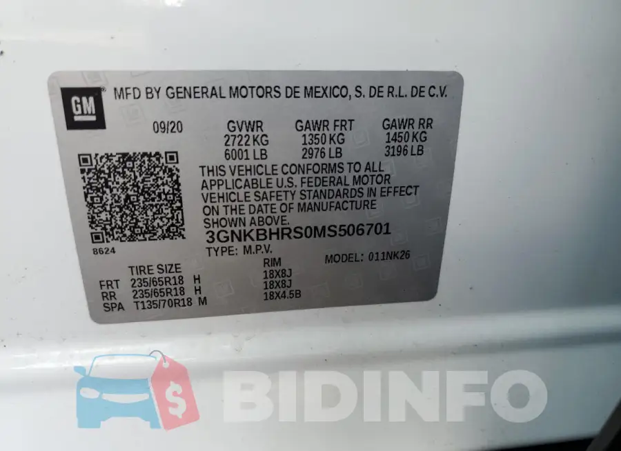 3GNKBHRS0MS506701 Photo# 13