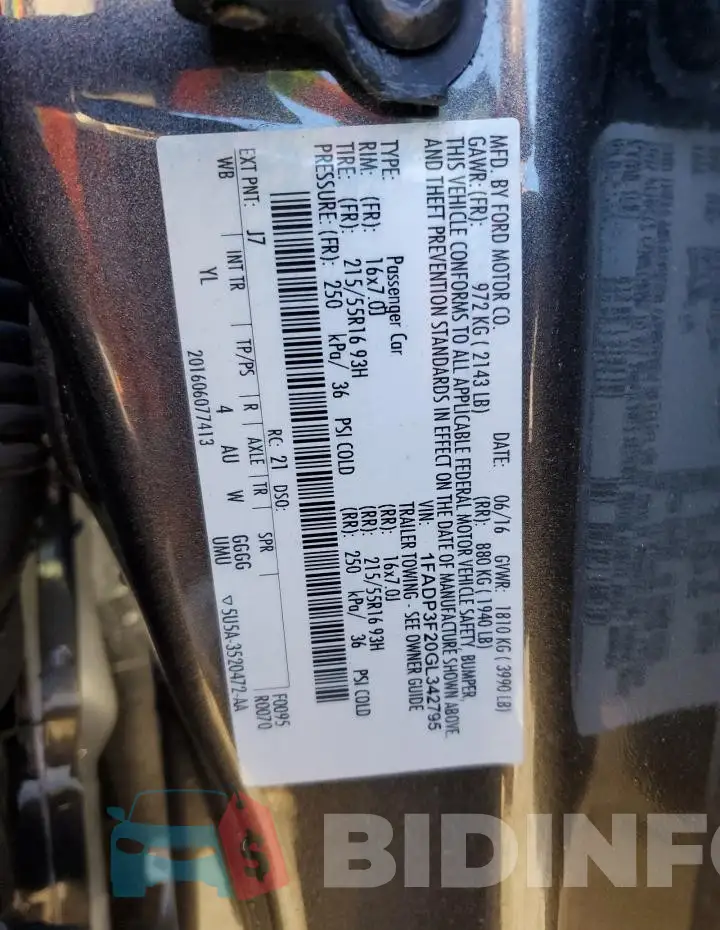 1FADP3F20GL342795 Photo# 12
