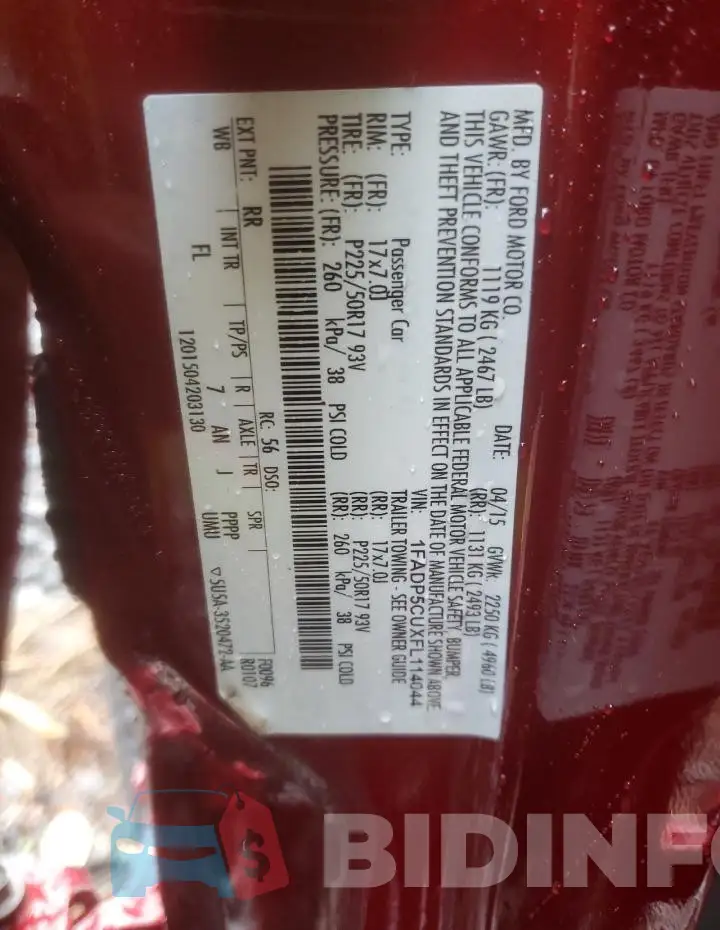 1FADP5CUXFL114044 Photo# 14