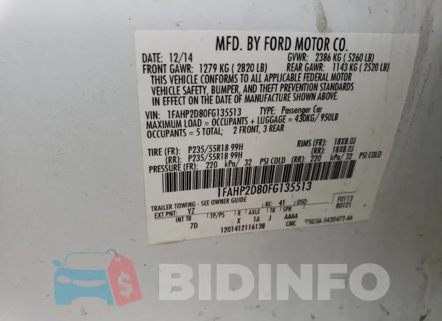 1FAHP2D80FG135513 Photo# 12