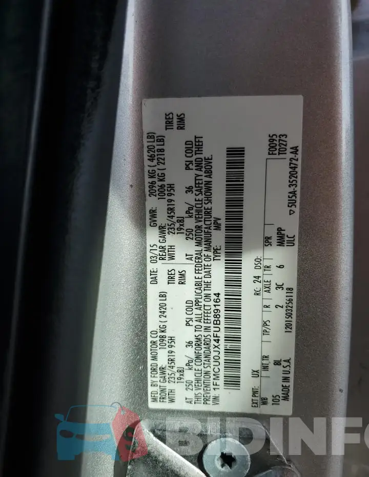1FMCU0JX4FUB89164 Photo# 13