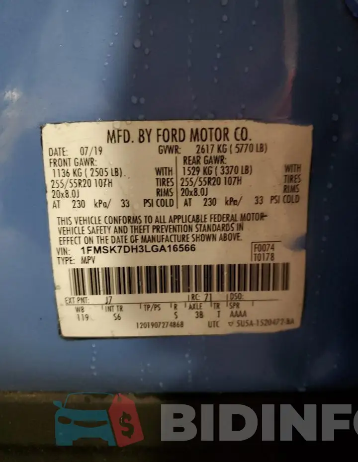 1FMSK7DH3LGA16566 Photo# 14