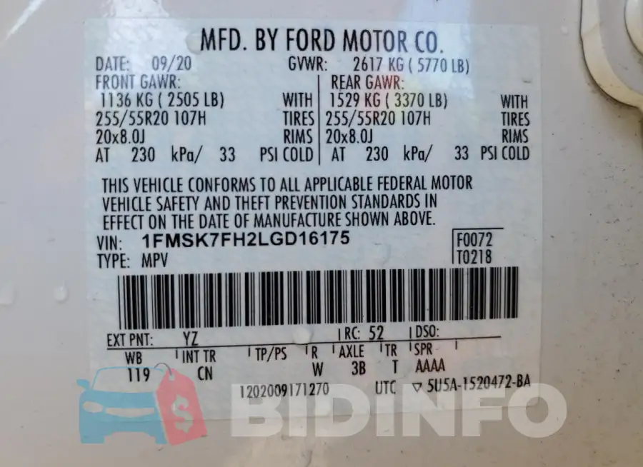 1FMSK7FH2LGD16175 Photo# 13