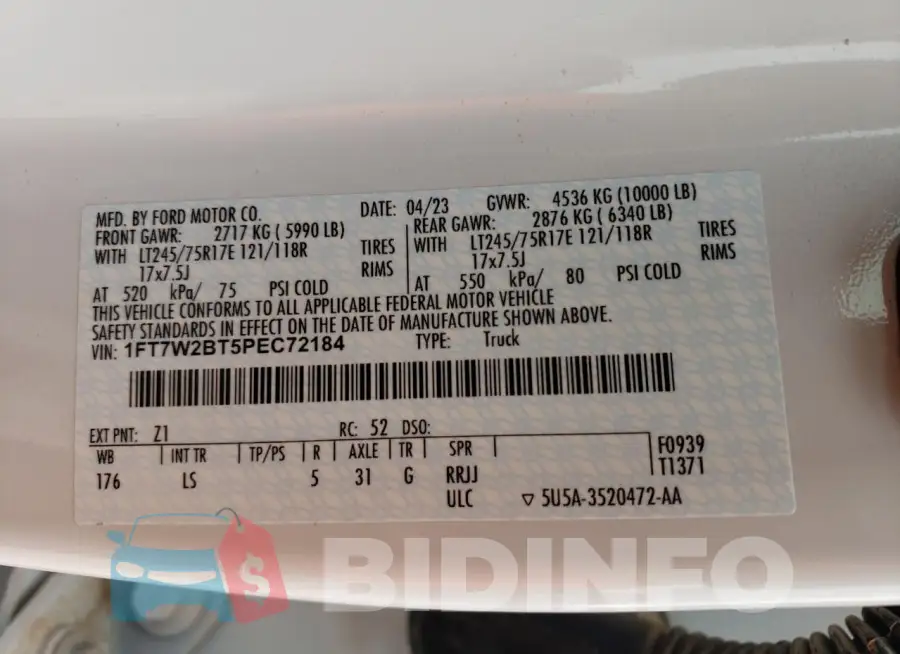 1FT7W2BT5PEC72184 Photo# 12