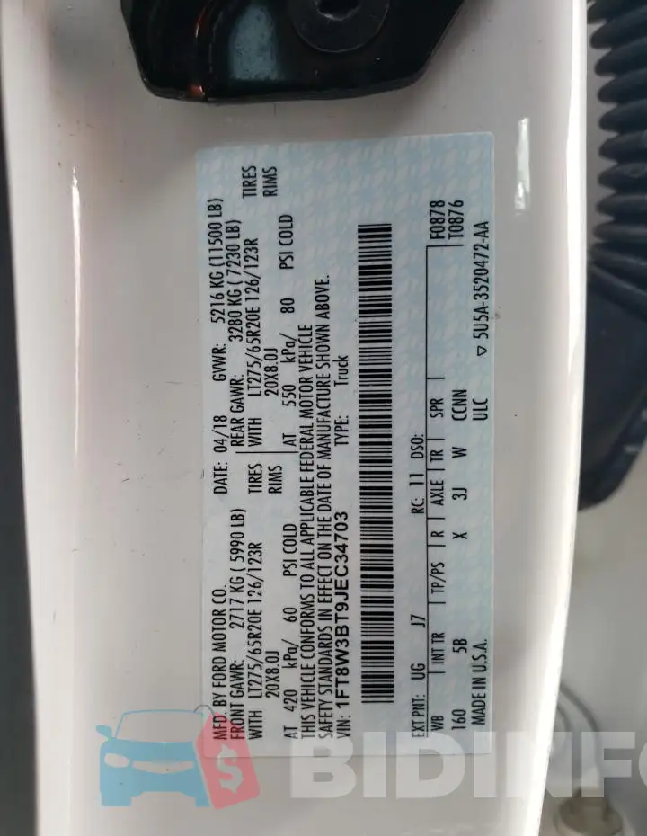 1FT8W3BT9JEC34703 Photo# 12