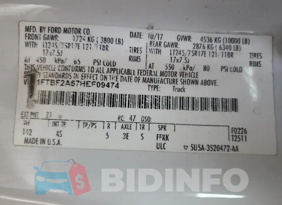 1FTBF2A67HEF09474 Photo# 12