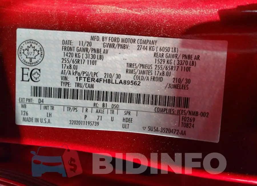 1FTER4FH8LLA89562 Photo# 12