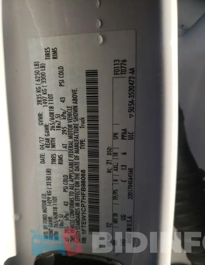 1FTEW1CP7HFB98068 Photo# 13