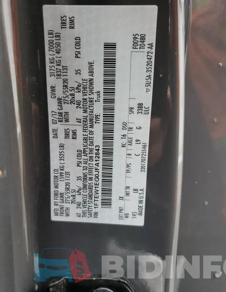 1FTEW1EG0JFA12843 Photo# 12