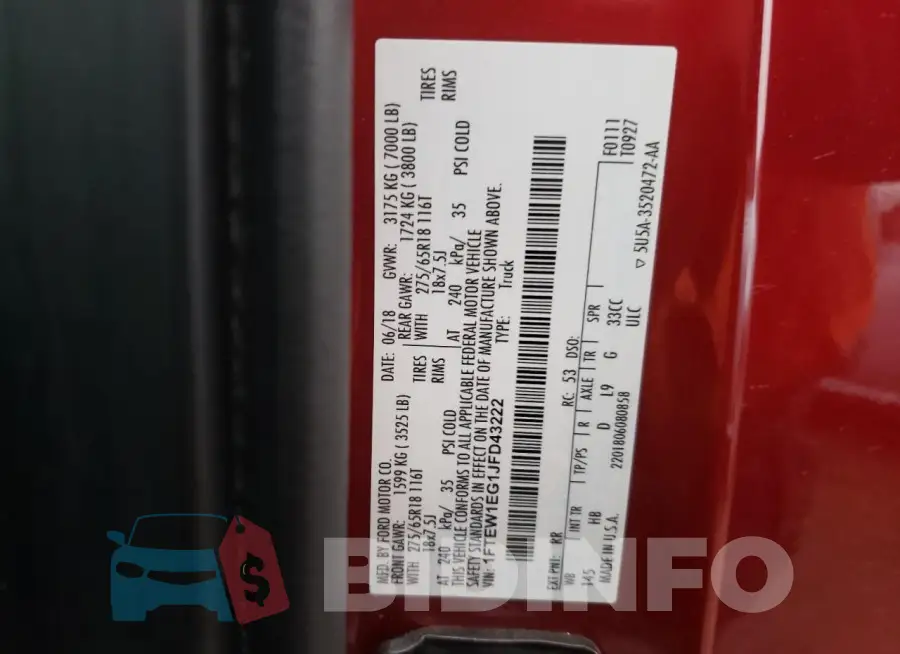 1FTEW1EG1JFD43222 Photo# 12