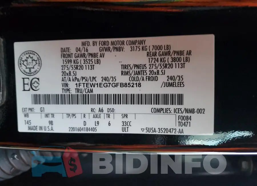 1FTEW1EG7GFB85218 Photo# 12