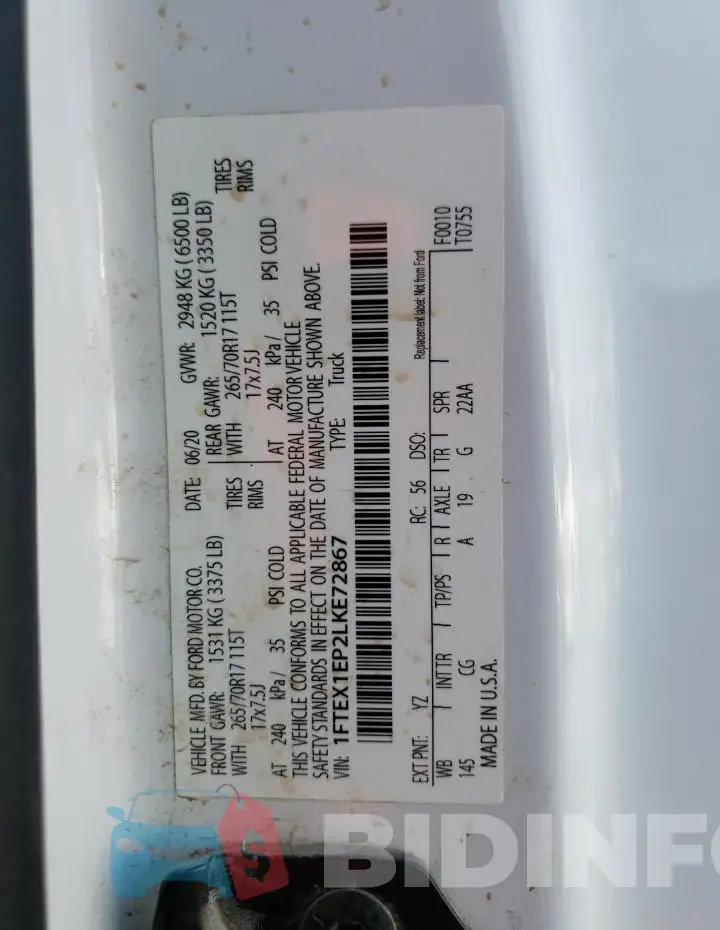 1FTEX1EP2LKE72867 Photo# 12