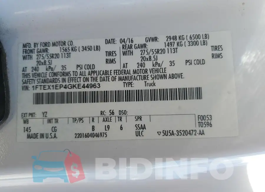 1FTEX1EP4GKE44963 Photo# 13