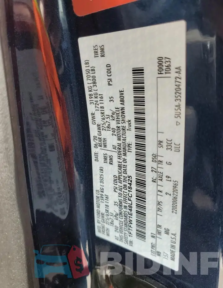 1FTFW1E48LFC18425 Photo# 12