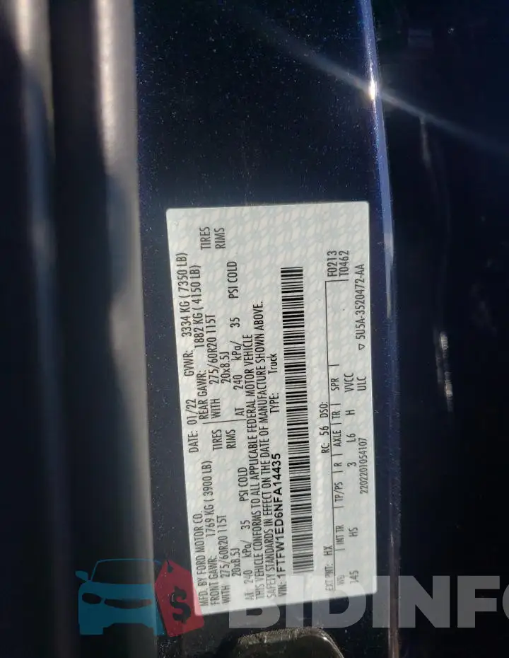 1FTFW1ED6NFA14435 Photo# 12