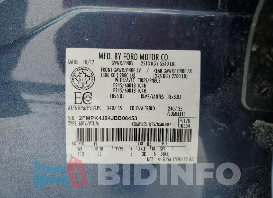 2FMPK4J94JBB08453 Photo# 13