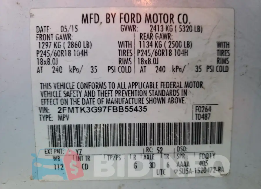 2FMTK3G97FBB55435 Photo# 12
