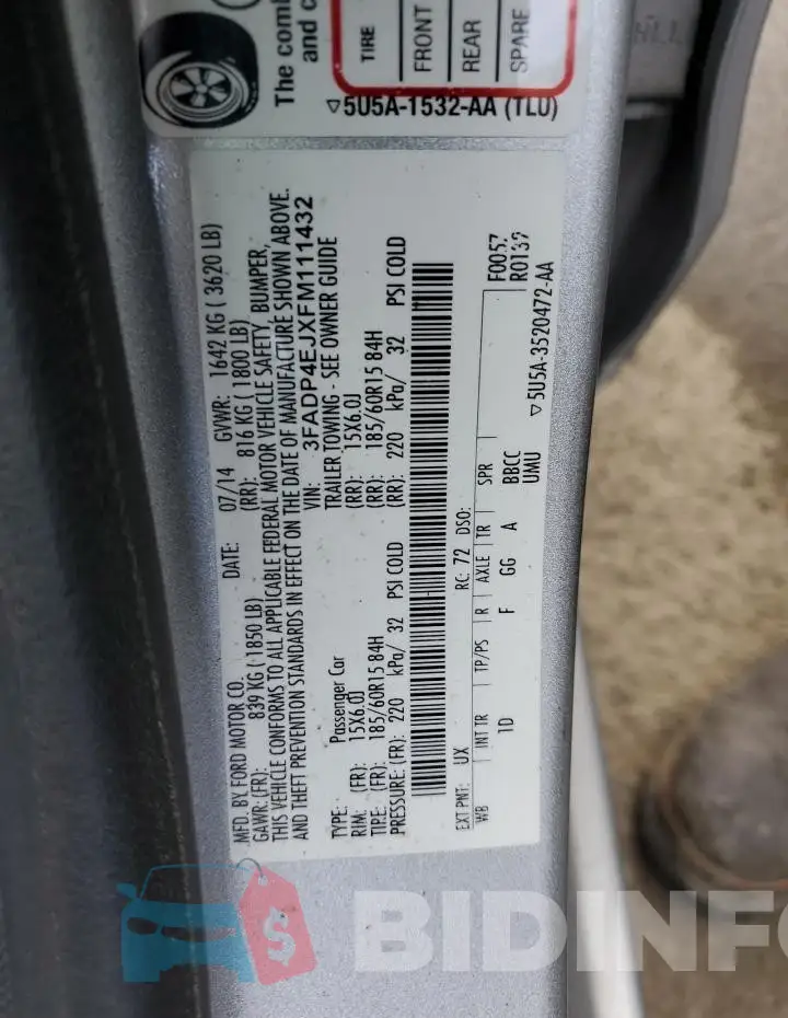 3FADP4EJXFM111432 Photo# 12