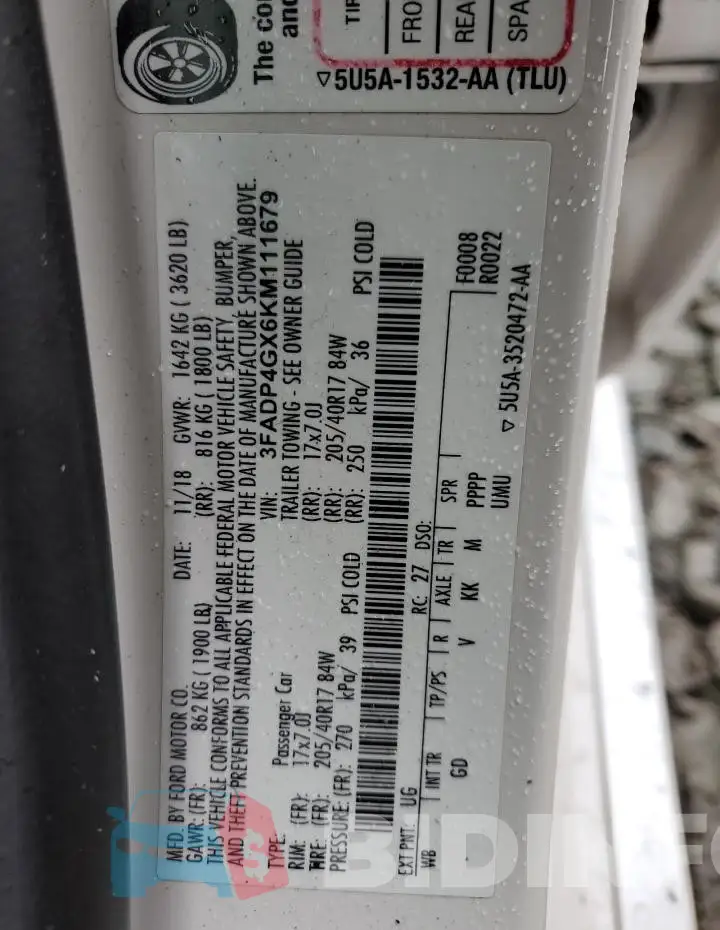 3FADP4GX6KM111679 Photo# 12