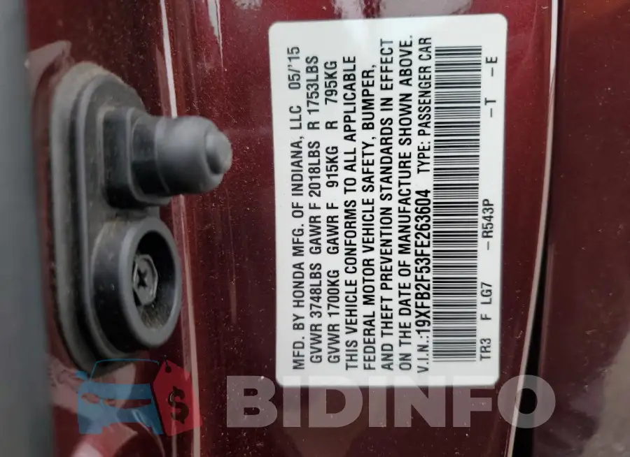19XFB2F53FE263604 Photo# 12
