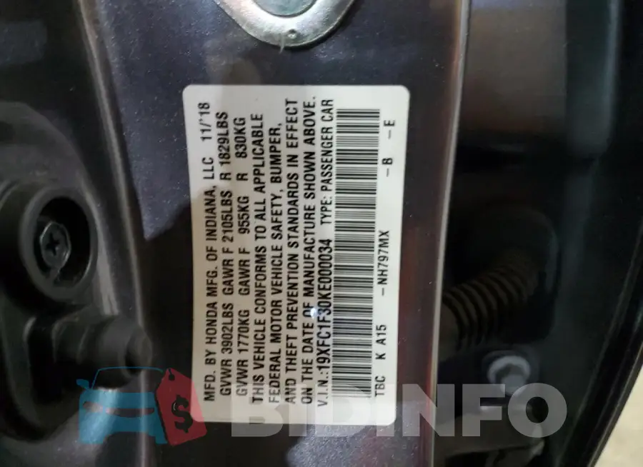 19XFC1F30KE000034 Photo# 13
