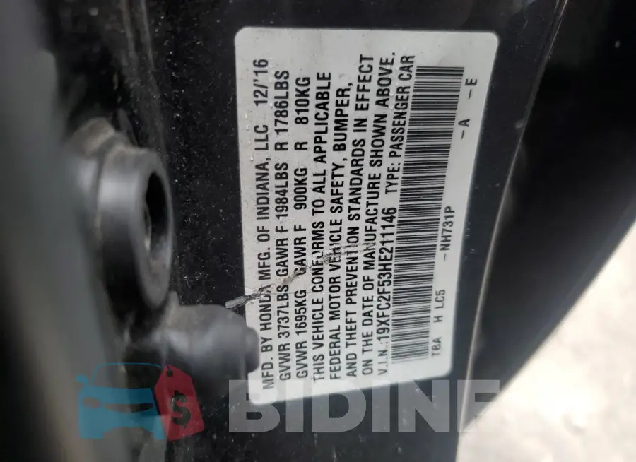 19XFC2F53HE211146 Photo# 12