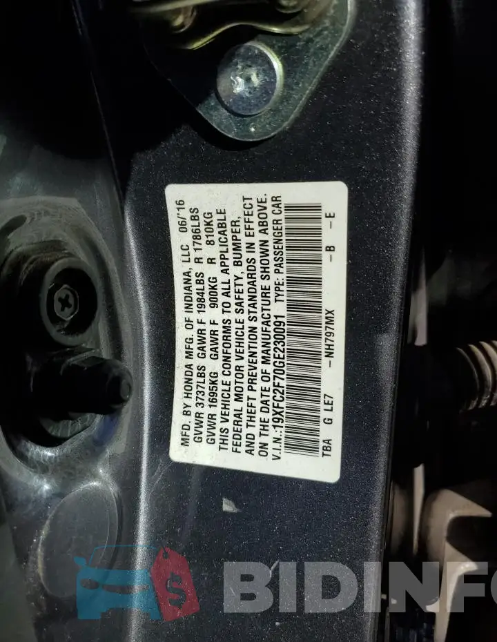 19XFC2F70GE230091 Photo# 13