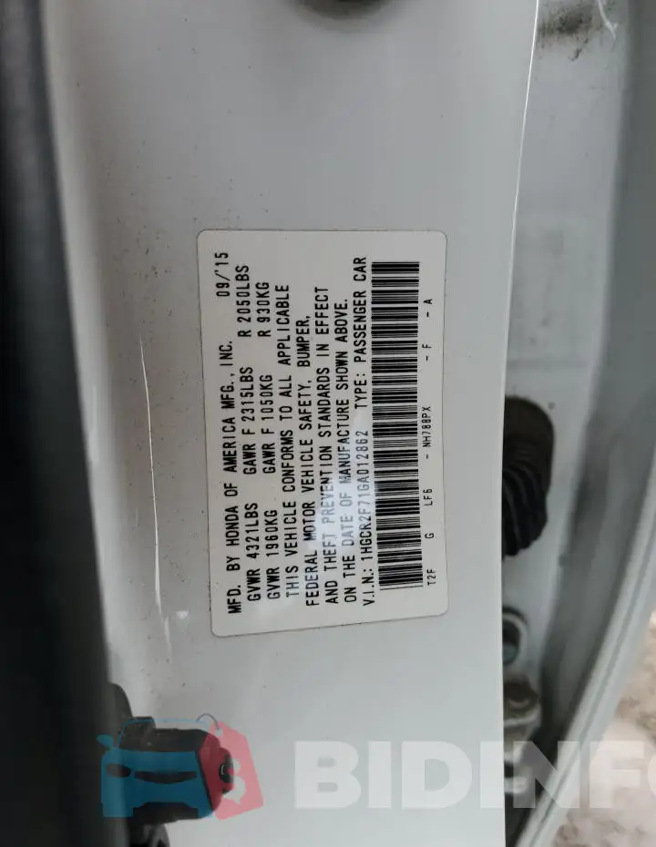 1HGCR2F71GA012862 Photo# 12