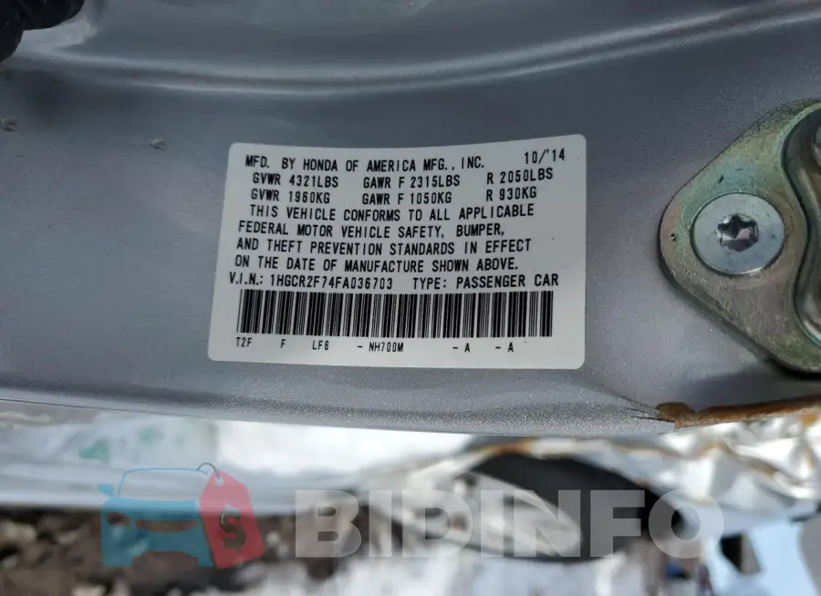 1HGCR2F74FA036703 Photo# 13