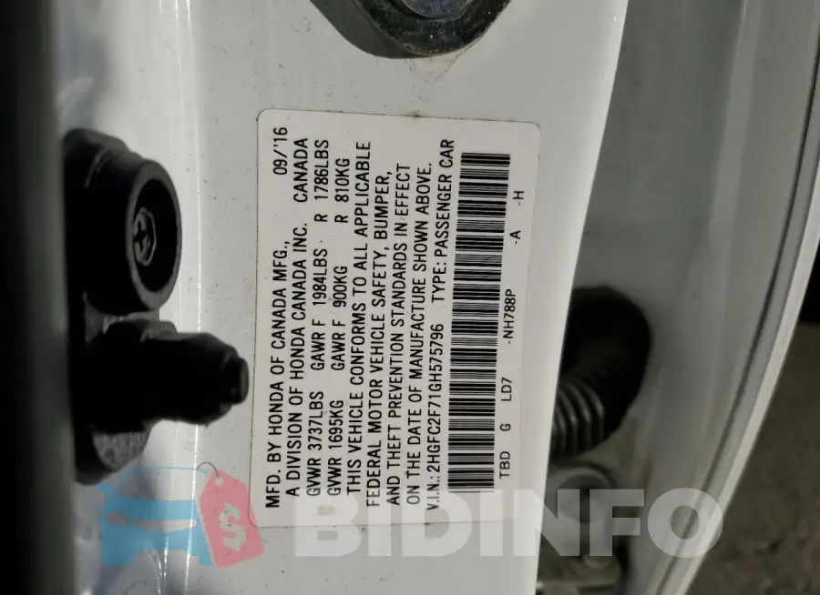 2HGFC2F71GH575796 Photo# 12