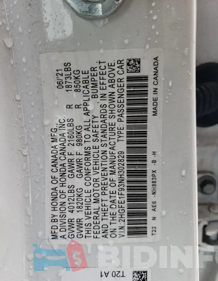 2HGFE1F93NH302829 Photo# 12