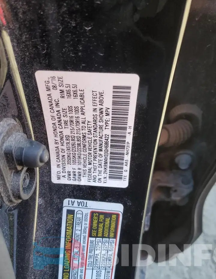 2HKRM4H33GH686422 Photo# 13