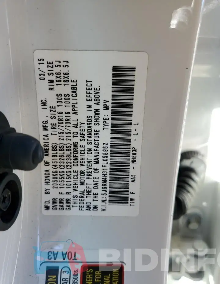 5J6RM4H31FL058962 Photo# 13