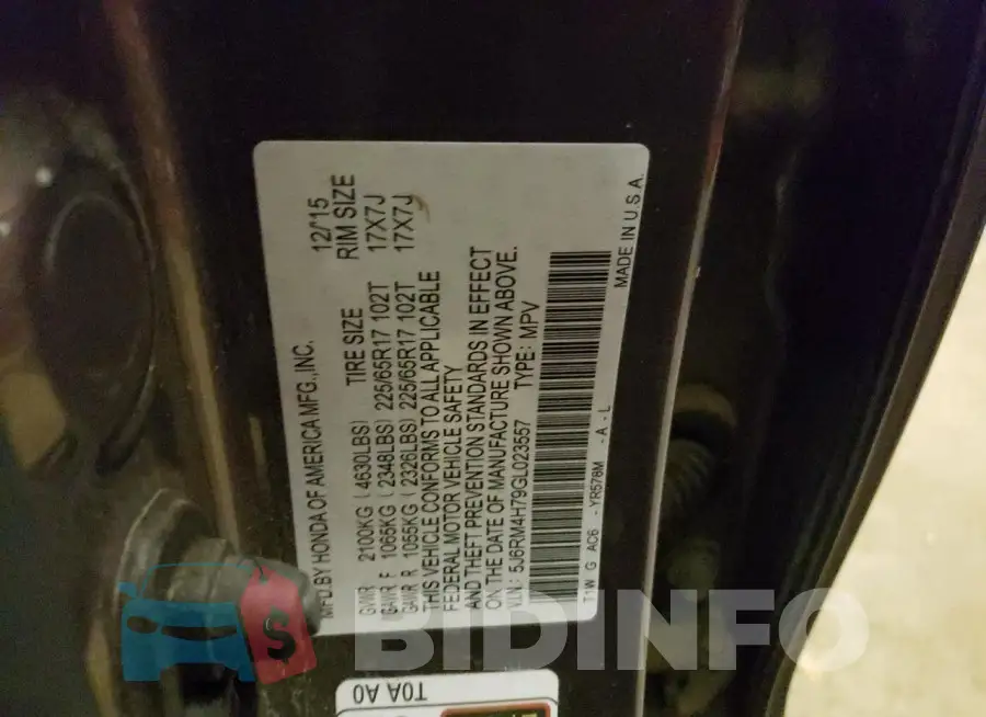 5J6RM4H79GL023557 Photo# 12
