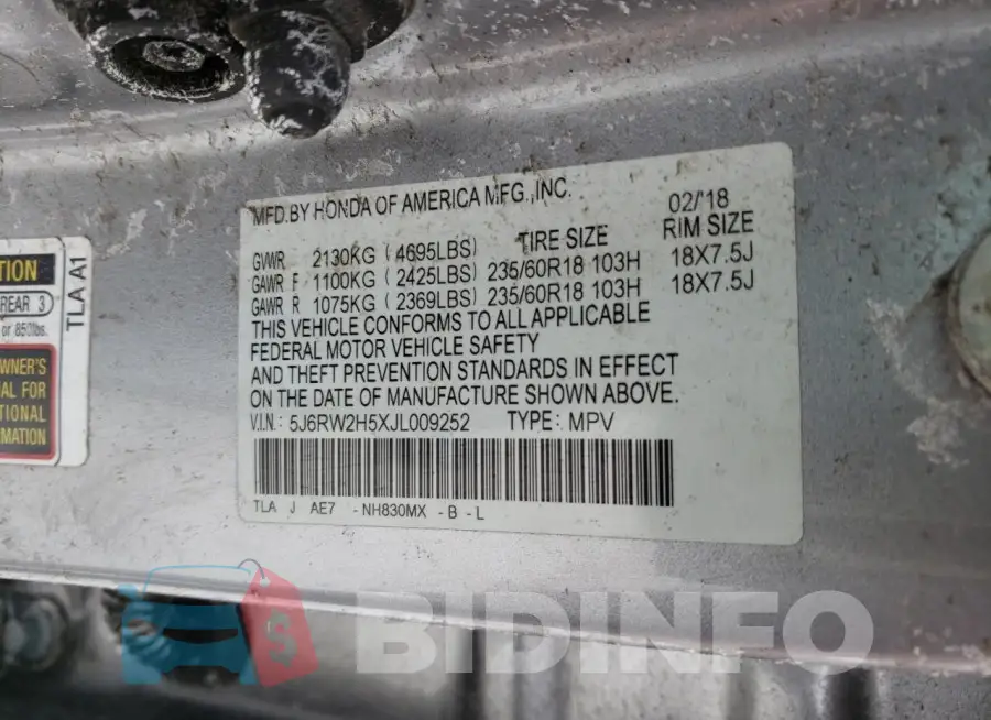 5J6RW2H5XJL009252 Photo# 14