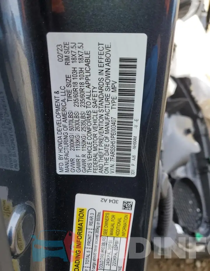 7FARS5H51PE003407 Photo# 14