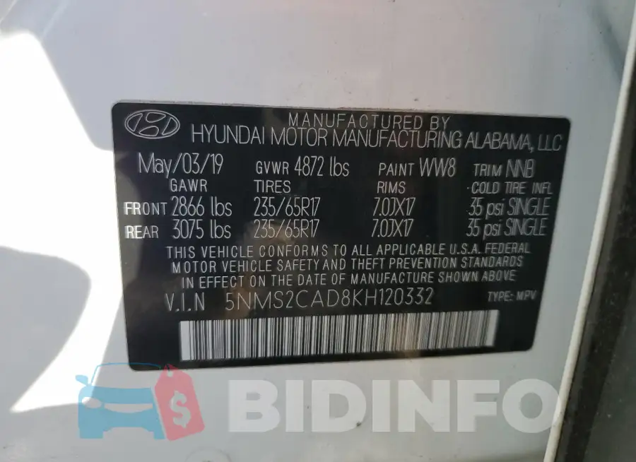 5NMS2CAD8KH120332 Photo# 13