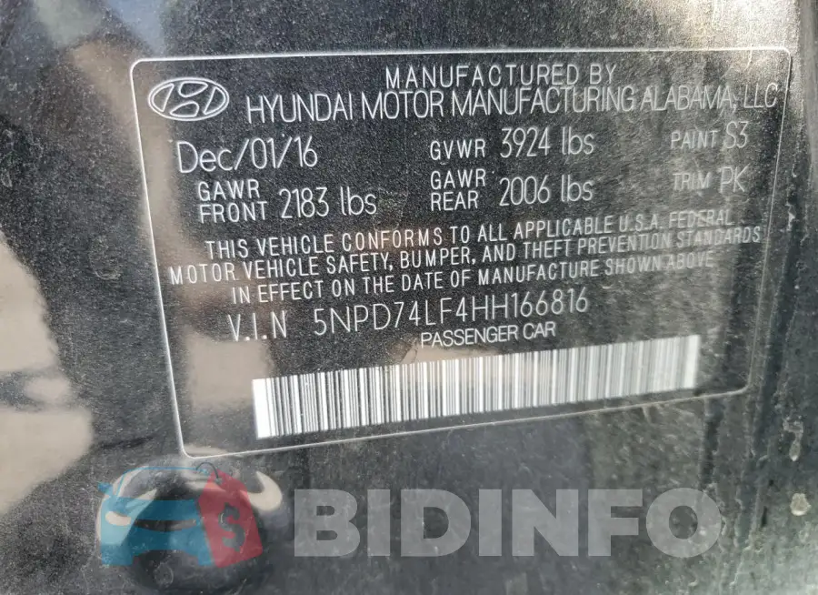 5NPD74LF4HH166816 Photo# 12